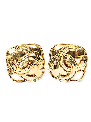 Chanel CC Diamond-Shaped Clip On Earrings (view 1)