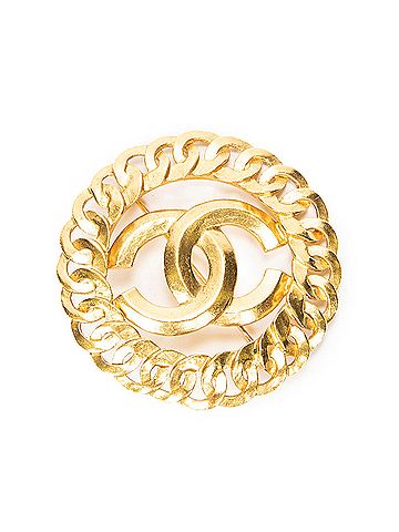 Chanel CC Interlaced Chain Round Brooch (view 1)