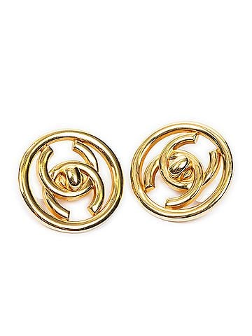 Chanel CC Turnlock Round Clip On Earrings (view 1)