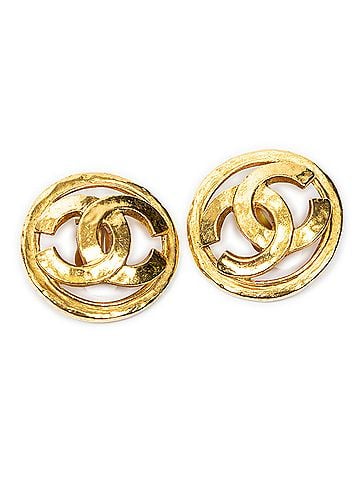 Chanel Large CC Cutout Round Clip On Earrings (view 1)
