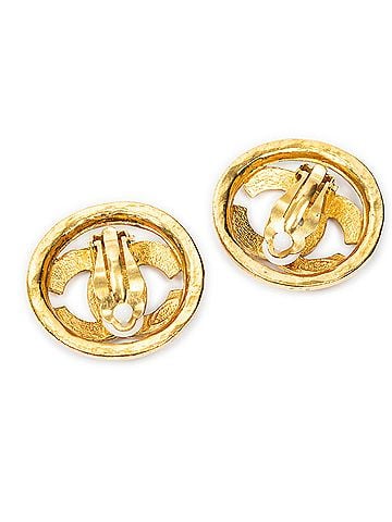 Chanel Large CC Cutout Round Clip On Earrings (view 2)