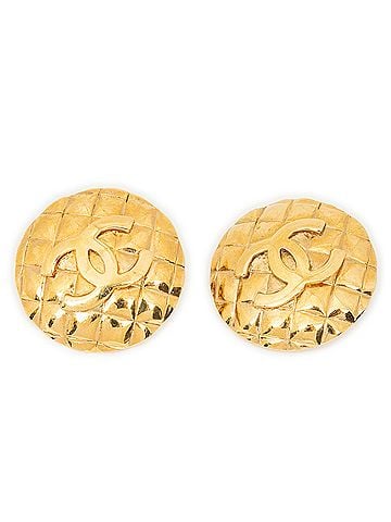 Chanel CC Quilted Round Disc Clip On Earrings (view 1)