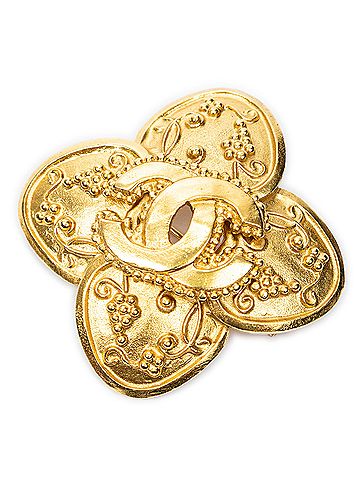 Chanel CC Grapevine Motif Clover Brooch (view 1)
