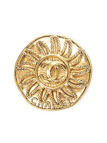 Chanel CC Round Sun Brooch Pin (view 1)