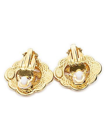 Chanel CC Textured Floral Clip On Earrings (view 2)