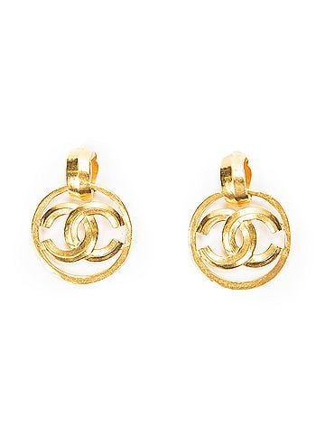 Chanel CC Large Round Dangle Clip On Earrings (view 1)