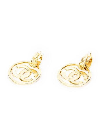 Chanel CC Large Round Dangle Clip On Earrings (view 2)