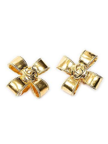 Chanel CC Ribbon Cross Clip On Earrings (view 1)