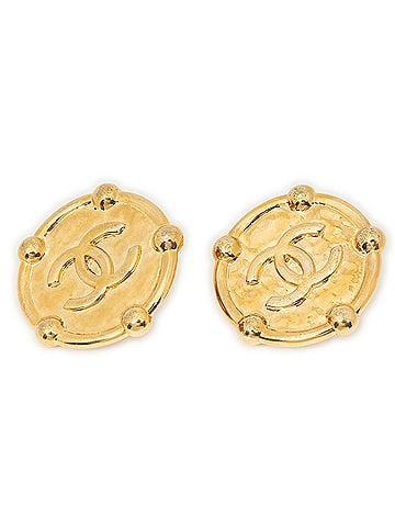 Chanel CC Round Hammered Clip On Earrings (view 1)