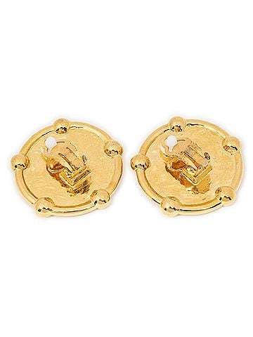 Chanel CC Round Hammered Clip On Earrings (view 2)