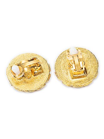 Chanel CC Enamel Round Clip on Earrings (view 2)