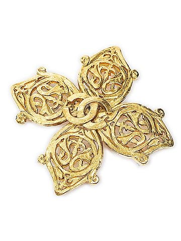 Chanel CC Filigree Cross Quatrefoil Brooch (view 1)