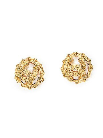 Chanel CC Faux Pearl Round Clip On Earrings (view 1)