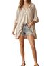 Easel 100% Polyester Tan Gray 3/4 Sleeve Top Size L - photo 1