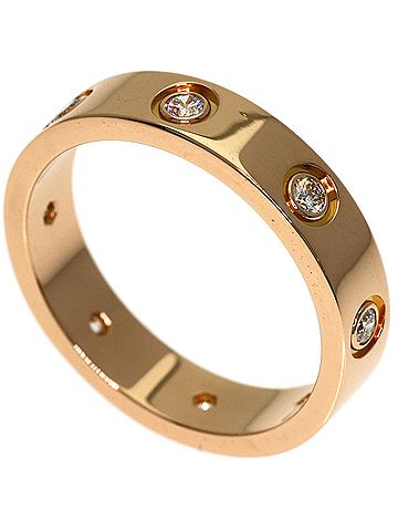 Cartier Cartier Mini Love Ring, Full Diamond, 18K Pink Gold, Women's CARTIER (view 1)