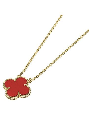 Van Cleef & Arpels Van Cleef &amp; Arpels Vintage Alhambra Carnelian Necklace, 18K Yellow Gold, Women's (view 1)