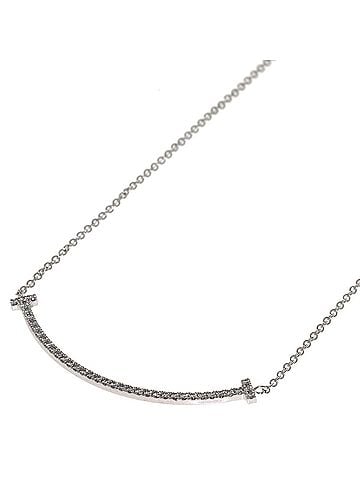 Tiffany & Co. Tiffany &amp; Co. T Smile Small Diamond Necklace, 18K White Gold, Women's. (view 1)