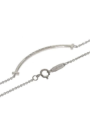 Tiffany & Co. Tiffany &amp; Co. T Smile Small Diamond Necklace, 18K White Gold, Women's. (view 2)