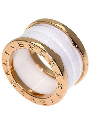 Bvlgari BVLGARI B-zero1 4-band White Ceramic Ring #49 18K Pink Gold Women's (view 1)