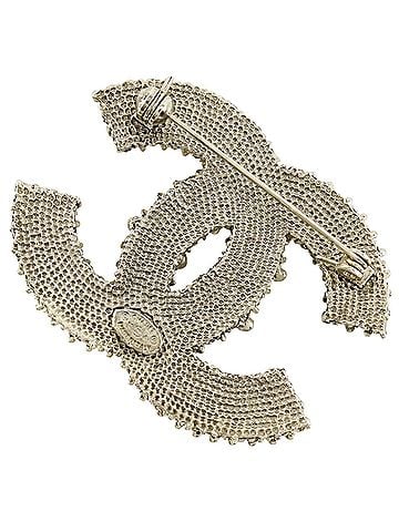 Chanel Chanel Coco Mark Brooch, Metal x Faux Pearl, 2013, Silver, Grade 13A, Approx. 22.7g, Women's. (view 2)