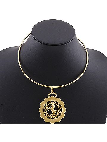 Hermès Hermes Cheval Horse Motif Choker (Bijouterie Fantaisie) Gold Plated, Approx. 46g, Women's. (view 2)