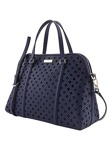 Kate Spade New York Kate Spade Newbury Lane Caining Handbag, Perforated Leather, Navy, 2-way, A5 Size, Women's (view 2)