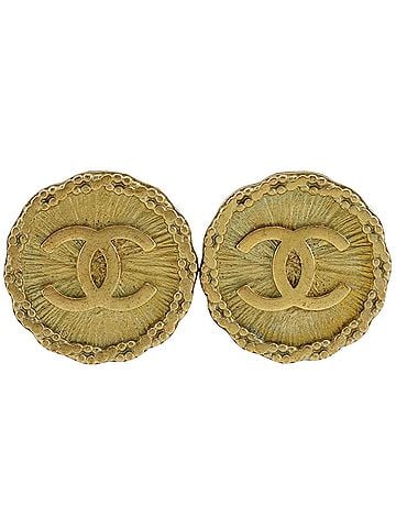 Chanel Chanel Coco Mark Earrings, Gold Plated, 1995, 95P, Approx. 14.4g, Women's. (view 1)