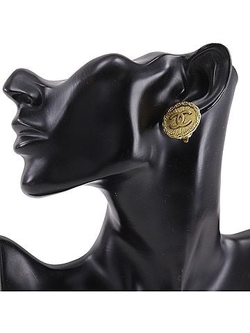 Chanel Chanel Coco Mark Earrings, Gold Plated, 1995, 95P, Approx. 14.4g, Women's. (view 2)