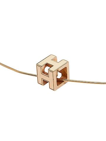 Hermès Hermes Cage d'H H-Cube Necklace, Gold and White Plated, Women's (view 1)
