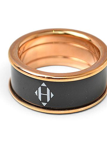 Hermès Hermes ring, HERMES Uni MM H Diamant, black and pink gold, T55, men's women's. (view 2)