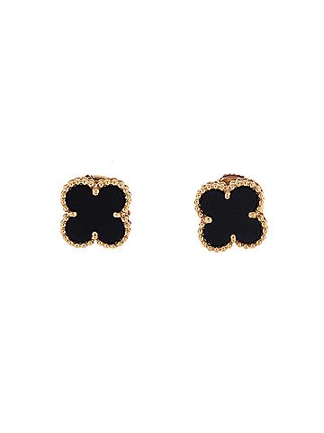 Van Cleef & Arpels Sweet Alhambra Stud Earrings 18K Yellow Gold and Onyx (view 1)
