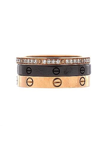 Cartier Love Band 3 Ring Set 18K Rose Gold, Diamonds and Ceramic (view 1)