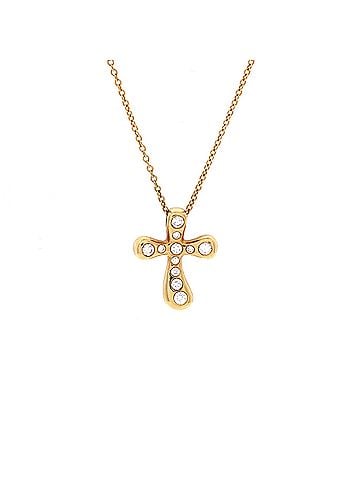 Tiffany & Co. Elsa Peretti Cross Pendant Necklace 18K Yellow Gold with Diamonds Small (view 1)