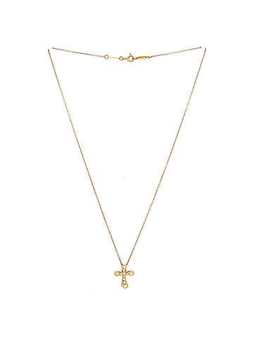 Tiffany & Co. Elsa Peretti Cross Pendant Necklace 18K Yellow Gold with Diamonds Small (view 2)