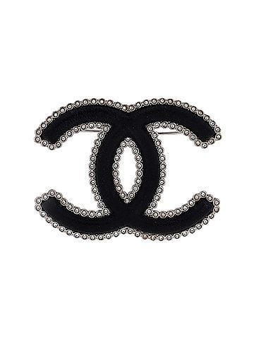 Chanel CC Brooch Metal with Leather and Crystals (view 1)