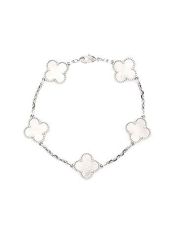 Van Cleef & Arpels Vintage Alhambra 5 Motifs Bracelet 18K White Gold and Mother of Pearl (view 1)