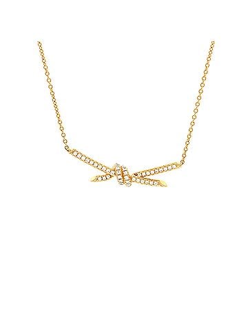 Tiffany & Co. Knot Pendant Necklace 18K Yellow Gold with Pave Diamonds (view 1)