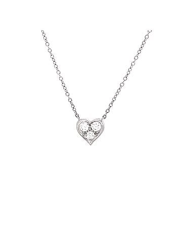 Tiffany & Co. Heart 3 Diamond Pendant Necklace Platinum with Diamonds (view 1)
