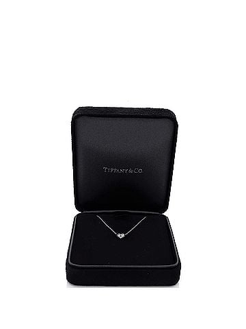 Tiffany & Co. Heart 3 Diamond Pendant Necklace Platinum with Diamonds (view 2)