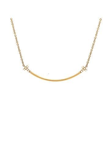 Tiffany & Co. T Smile Pendant Necklace 18K Rose Gold and Diamonds Small (view 1)