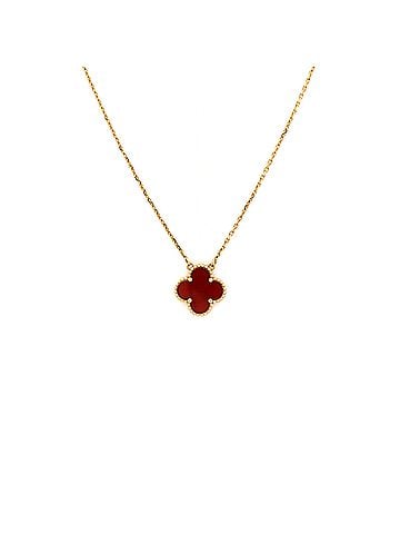 Van Cleef & Arpels Vintage Alhambra Pendant Necklace 18K Yellow Gold and Carnelian (view 1)