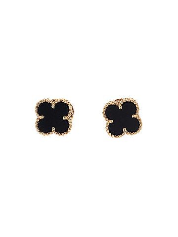 Van Cleef & Arpels Sweet Alhambra Stud Earrings 18K Yellow Gold and Onyx (view 1)