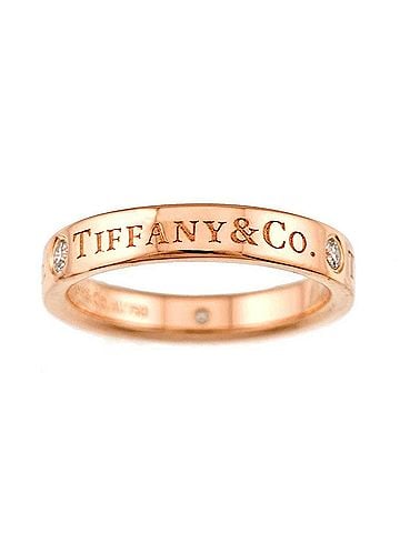 Tiffany & Co. Tiffany &amp; Co. Flat Band Ring with 3 Diamonds, 18K Pink Gold (750) (view 2)