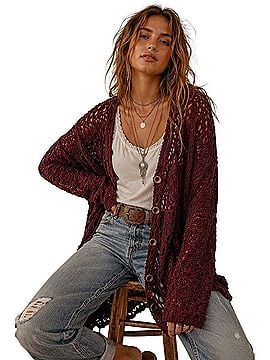 Free People 2022 NWT V-Neck Open Crochet Knit Button Front Knit Sweater XS Boho Whimsigoth Grunge Indie Sleaze Cardigan (view 1)