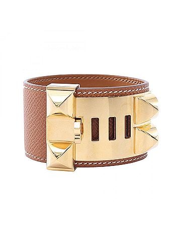 Hermès Hermes HERMES U stamp Collier de Chien bracelet accessory GP (gold plated) Veau Epsom leather women's brown/gold (view 2)