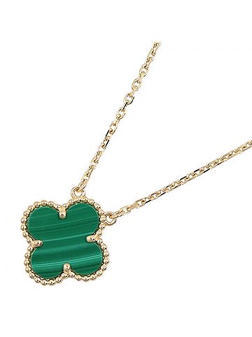 Van Cleef & Arpels Van Cleef &amp; Arpels Vintage Alhambra Malachite Necklace, 18K (Yellow Gold), Malachite, Women's, Gold/Green Tones, VCARO9VA00 (view 1)