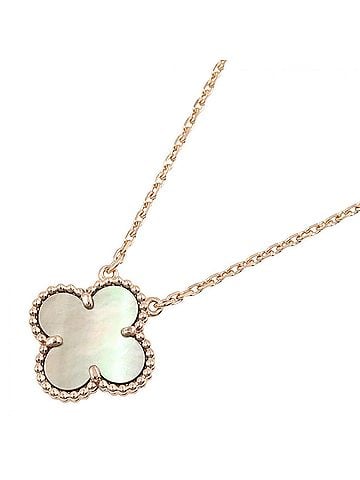 Van Cleef & Arpels Van Cleef &amp; Arpels Vintage Alhambra Grey Mother-of-Pearl Necklace, 18K Pink Gold (PG), Mother-of-Pearl, Women's, Tone, VCARP4KK00 (view 1)