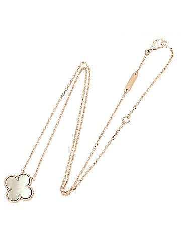 Van Cleef & Arpels Van Cleef &amp; Arpels Vintage Alhambra Grey Mother-of-Pearl Necklace, 18K Pink Gold (PG), Mother-of-Pearl, Women's, Tone, VCARP4KK00 (view 2)