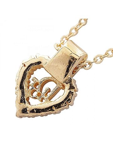 Christian Dior Christian Dior Dior Heart Logo Necklace, Gold Plated (GP) Rhinestone, Women's, Tone, Clear Tone (view 2)