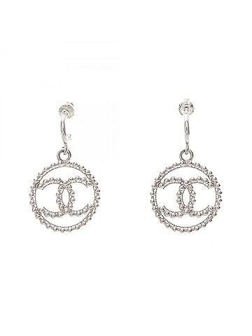 Chanel Chanel CHANEL Coco Mark C22C Earrings, Metal Jewelry, Women's, Silver Tone (view 1)